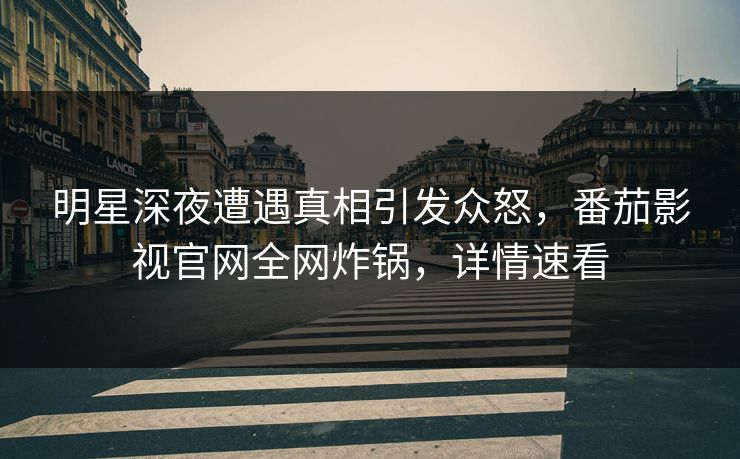明星深夜遭遇真相引发众怒，番茄影视官网全网炸锅，详情速看