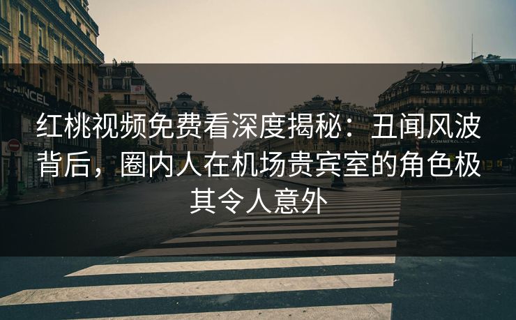 红桃视频免费看深度揭秘:丑闻风波背后,圈内人在机场贵宾室的角色极其令人意外 红桃视频免费看深度揭秘:丑闻风波背后,圈内人在机场贵宾室的角色极其令人意外
