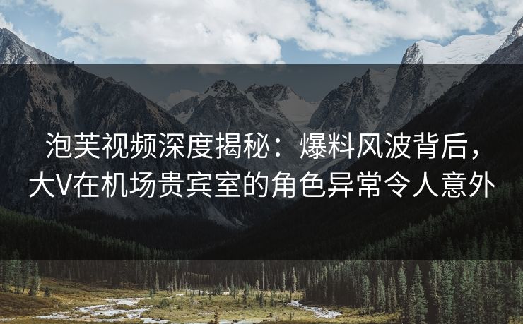 泡芙视频深度揭秘：爆料风波背后，大V在机场贵宾室的角色异常令人意外