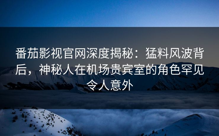 番茄影视官网深度揭秘：猛料风波背后，神秘人在机场贵宾室的角色罕见令人意外