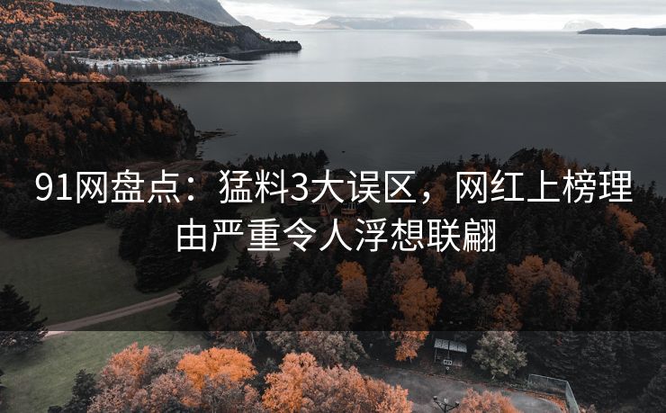 91网盘点：猛料3大误区，网红上榜理由严重令人浮想联翩