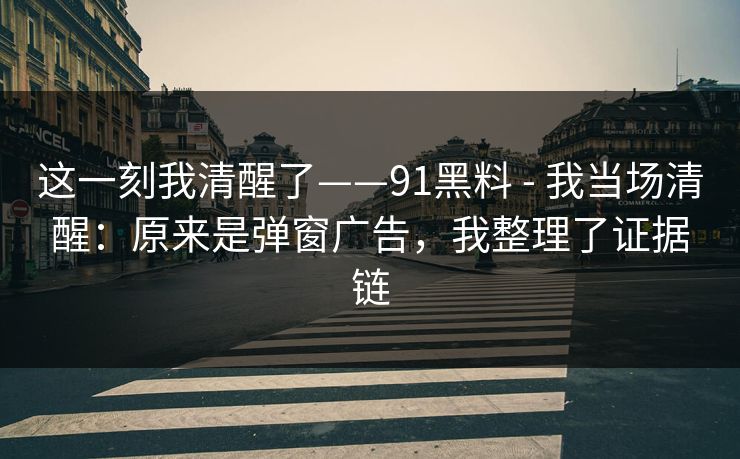 这一刻我清醒了——91黑料 - 我当场清醒：原来是弹窗广告，我整理了证据链