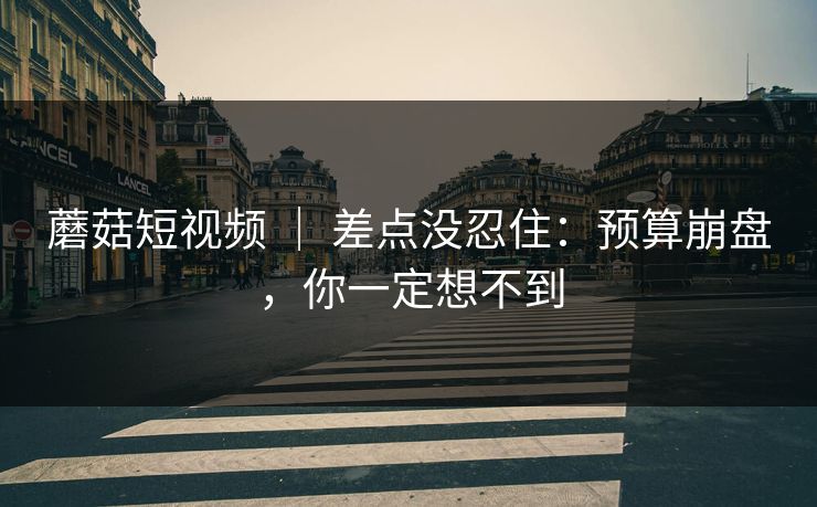 蘑菇短视频 ｜ 差点没忍住：预算崩盘，你一定想不到