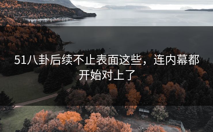 51八卦后续不止表面这些，连内幕都开始对上了